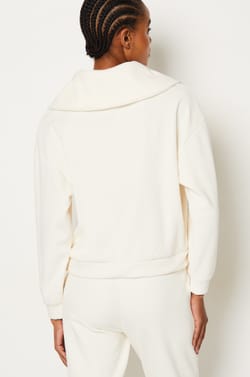 Ribbed pyjama sweatshirt with trucker collar;${refinementColor}