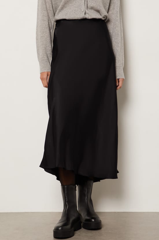Jupe Noire Satinée Superposée Naf Naf - Taille 34 (XS) - Occasion Comme Neuf