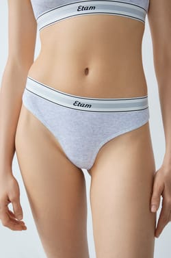 Ribbed Cotton Thong;${refinementColor}