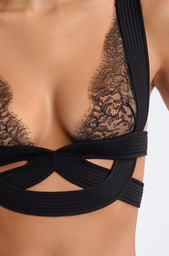 Soutien-gorge brassière bustier en dentelle;${refinementColor}