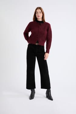 Pantalon droit en coton effet velours;${refinementColor}
