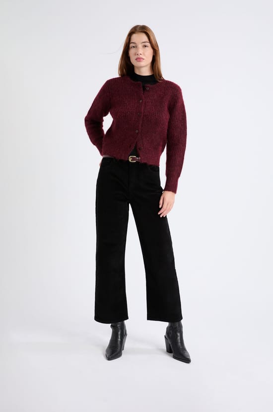 Pantalon droit en coton effet velours;${refinementColor}