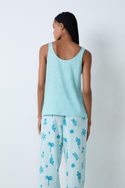 Top de tirantes de lino;${refinementColor}