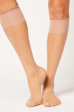 2 paar kniekousen 15D poederkleur;${refinementColor}