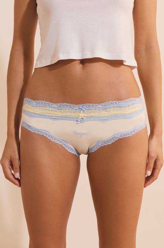 Lots de 3 culottes en coton et dentelle;${refinementColor}