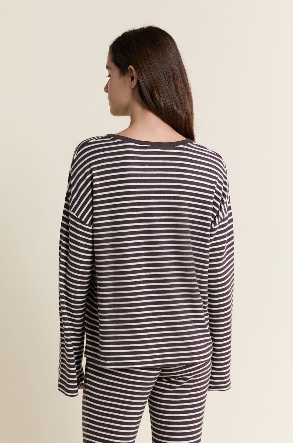 Sweatshirt de pyjama &agrave; rayures;${refinementColor}