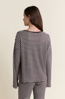 Sweatshirt de pyjama &agrave; rayures;${refinementColor}