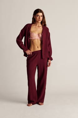 Pantalon de pyjama &agrave; motifs en coton;${refinementColor}