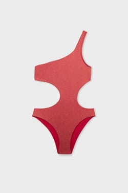 One-piece swimsuit with iridescent side cut-out;${refinementColor}