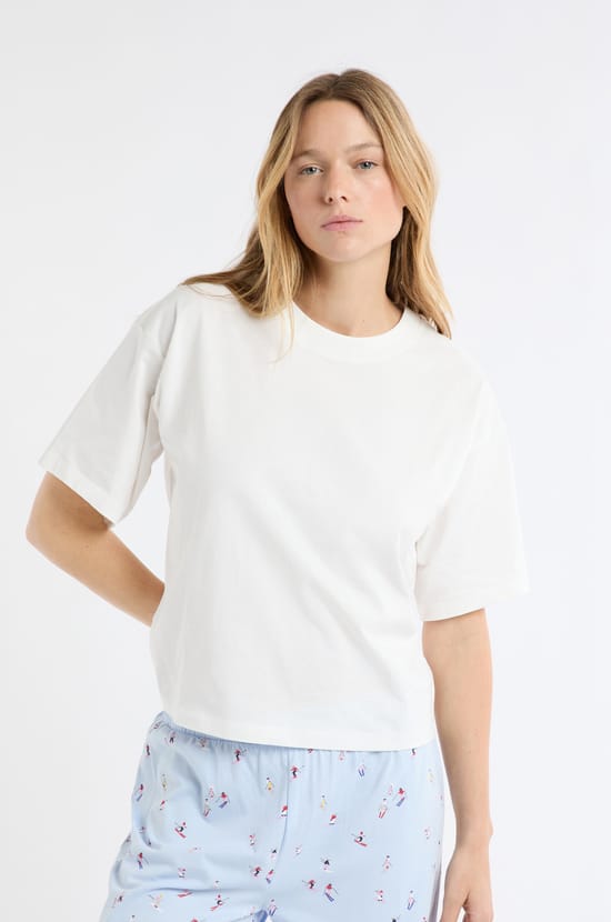 Cotton T-shirt with ski landscape print;${refinementColor}