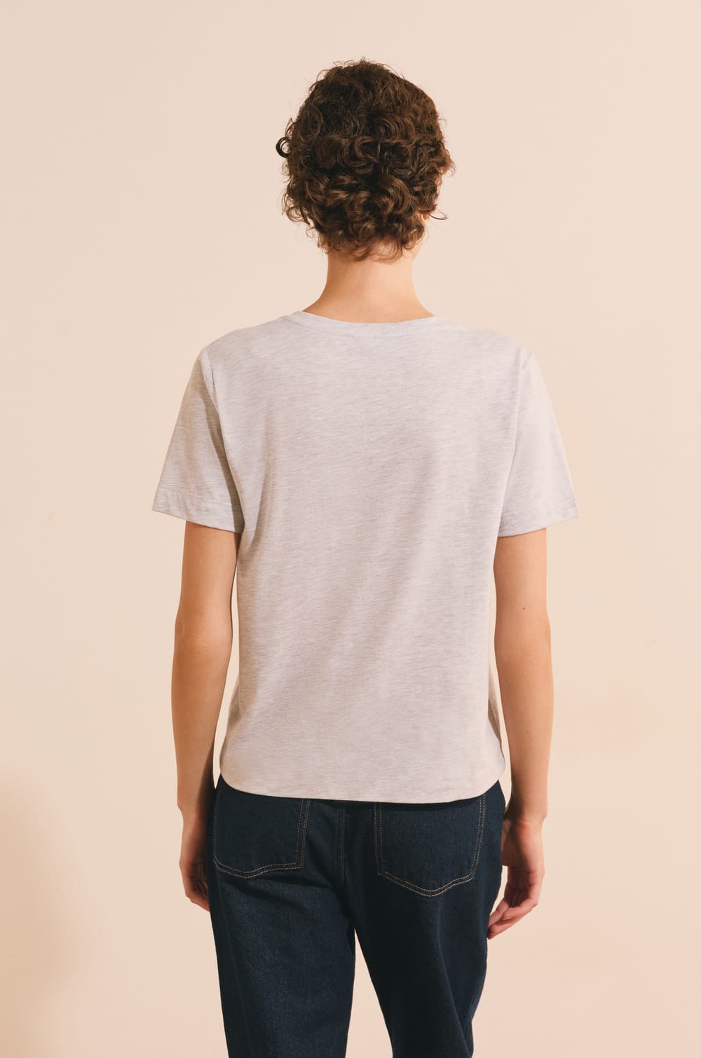 T-shirt &agrave; manches courtes en coton avec strass;${refinementColor}