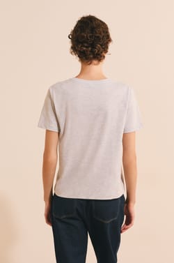 T-shirt &agrave; manches courtes en coton avec strass;${refinementColor}