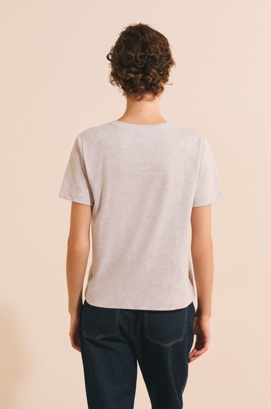 T-shirt &agrave; manches courtes en coton avec strass;${refinementColor}