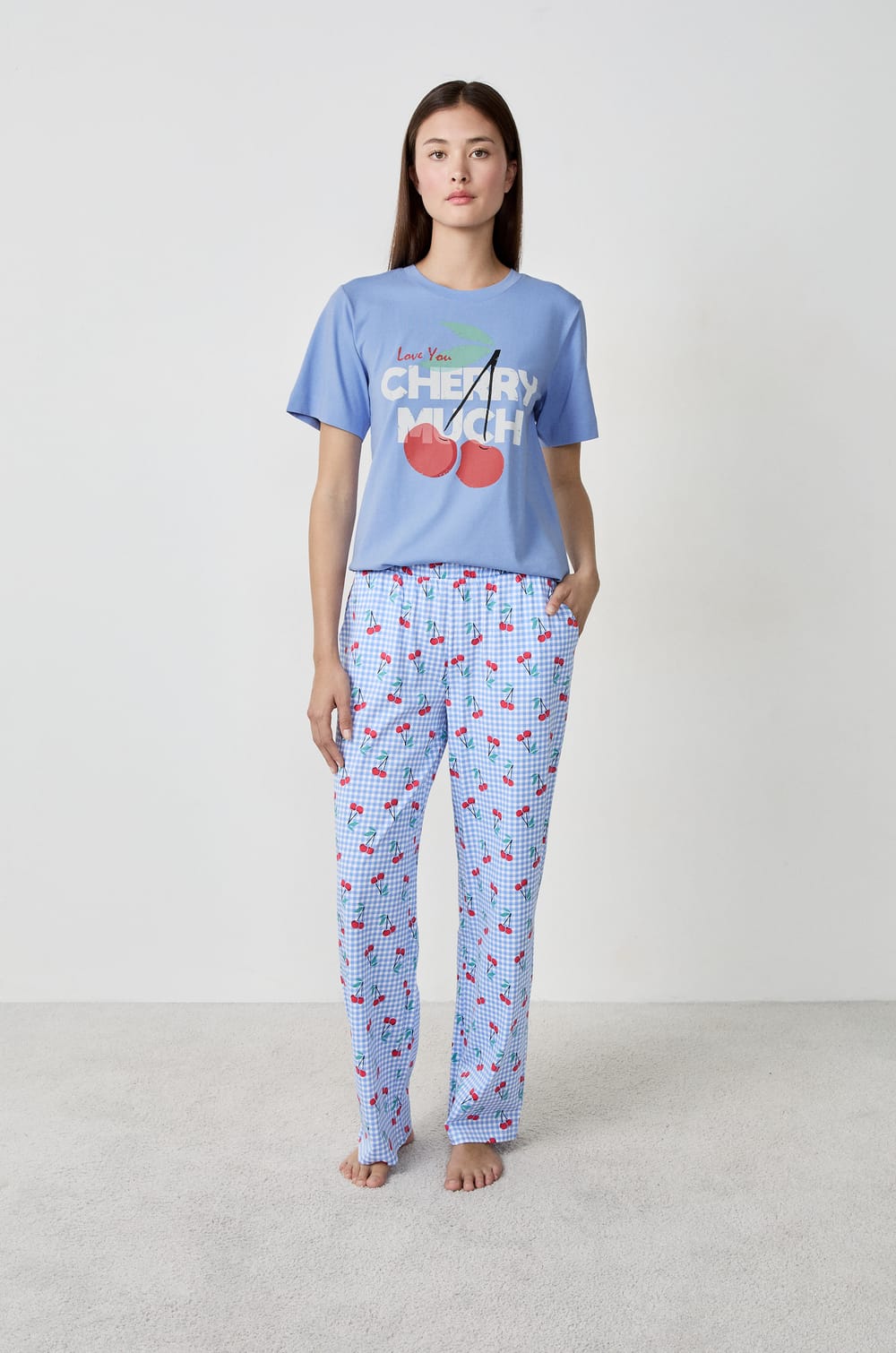 2-Piece Cotton Pajama Set;${refinementColor}