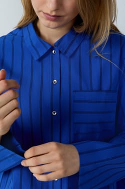 Cotton Striped Pyjama Shirt;${refinementColor}