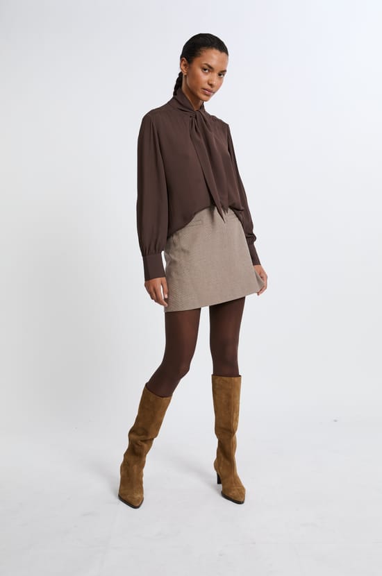Front-Tie Blouse;${refinementColor}