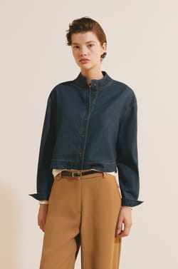Chemise manches longues en jean;${refinementColor}