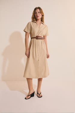 Robe midi avec boutons en coton;${refinementColor}