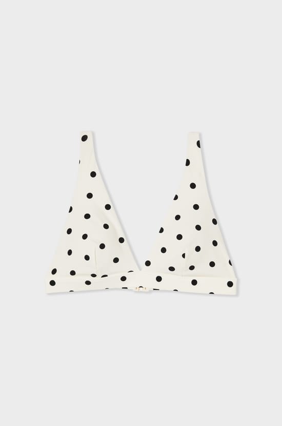 Polka dot triangle bikini top;${refinementColor}