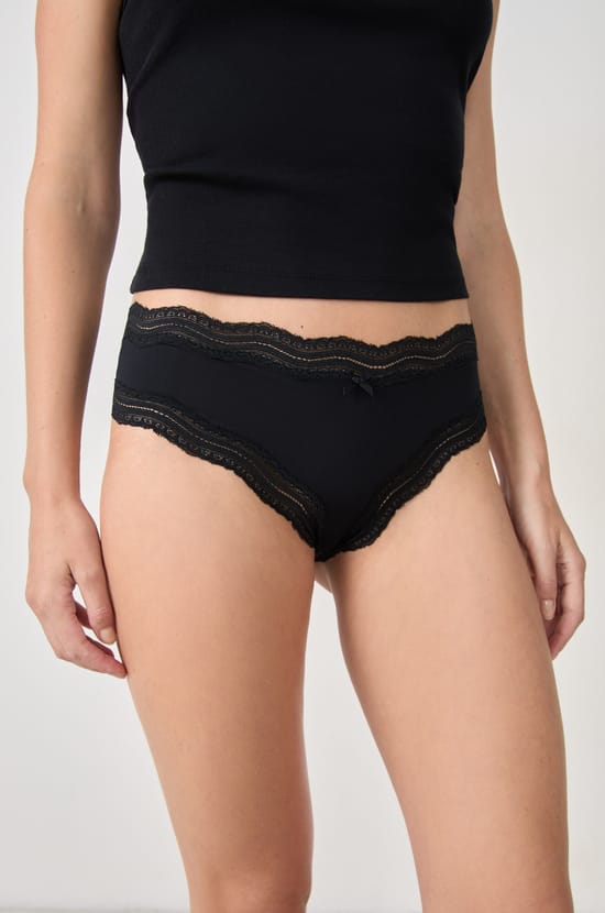 Microfibre Boyshort with Lace Trim;${refinementColor}