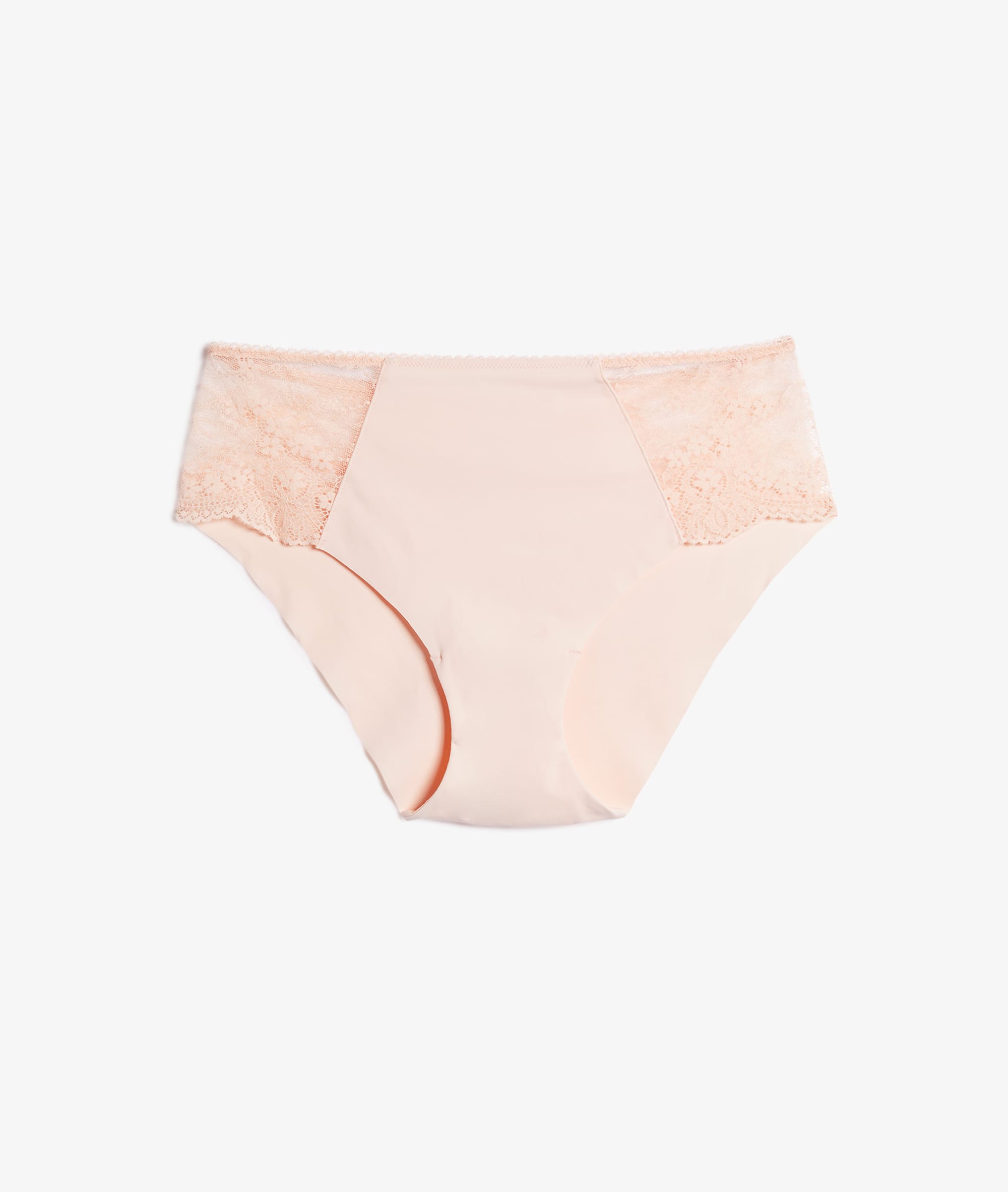 Bi-Material Midi-Rise Briefs With Lace Panels - PURE DELICATE