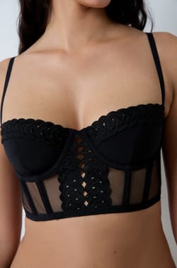 Soutien-gorge bustier coques fines tulle et broderie;${refinementColor}