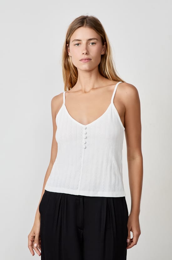 Cotton Tank Top with Thin Straps;${refinementColor}