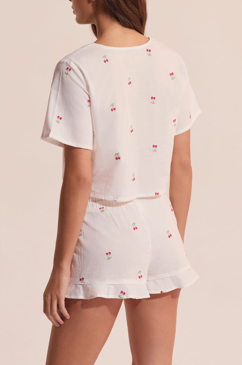 Short de pyjama en coton &agrave; motifs cerises;${refinementColor}