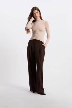 High-Neck T-Shirt With Wool;${refinementColor}