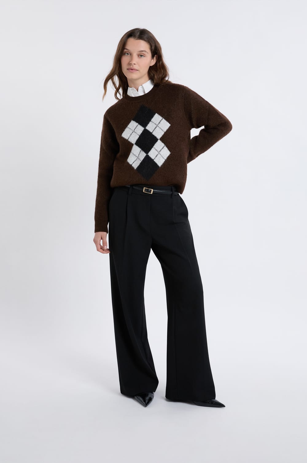 Pull col rond à motifs;${refinementColor}