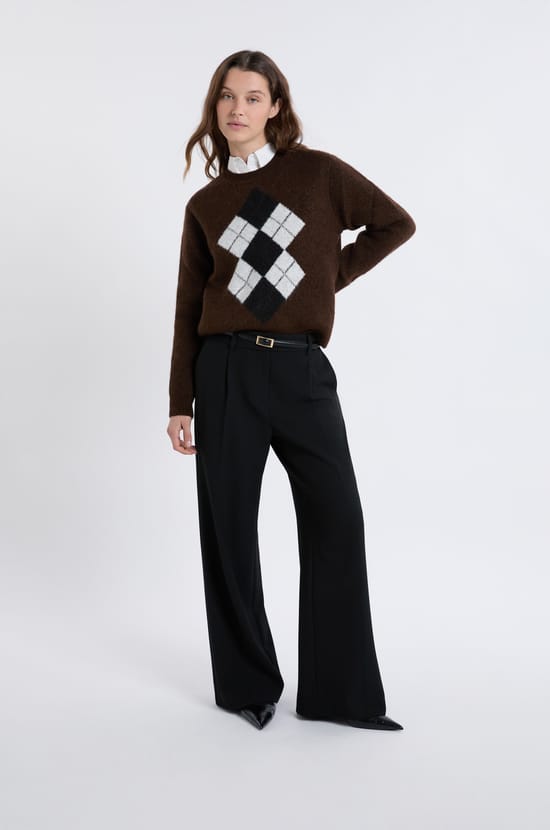 Pull col rond à motifs;${refinementColor}