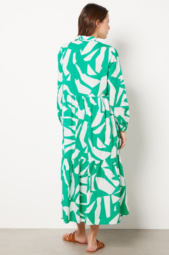 Long Shirt Collar Dress with Buttons;${refinementColor}