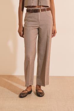 Pantalon &agrave; carreaux;${refinementColor}