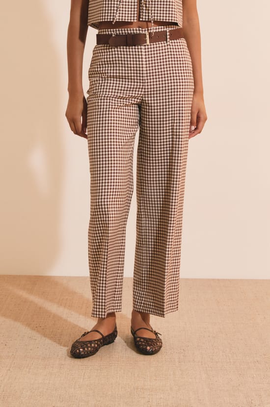 Pantalon &agrave; carreaux;${refinementColor}