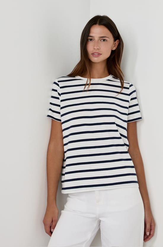 Short-sleeved Breton stripe T-shirt;${refinementColor}