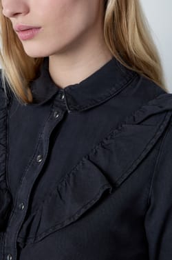 Long-sleeved shirt with ruffles;${refinementColor}