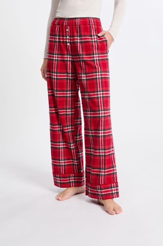 Pantalon de pyjama à carreaux en coton;${refinementColor}