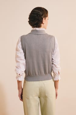 Pull sans manches avec lien &agrave; nouer en coton;${refinementColor}