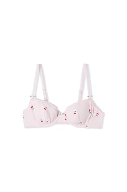 Soutien-gorge balconnet en coton pointelle &agrave; motifs;${refinementColor}