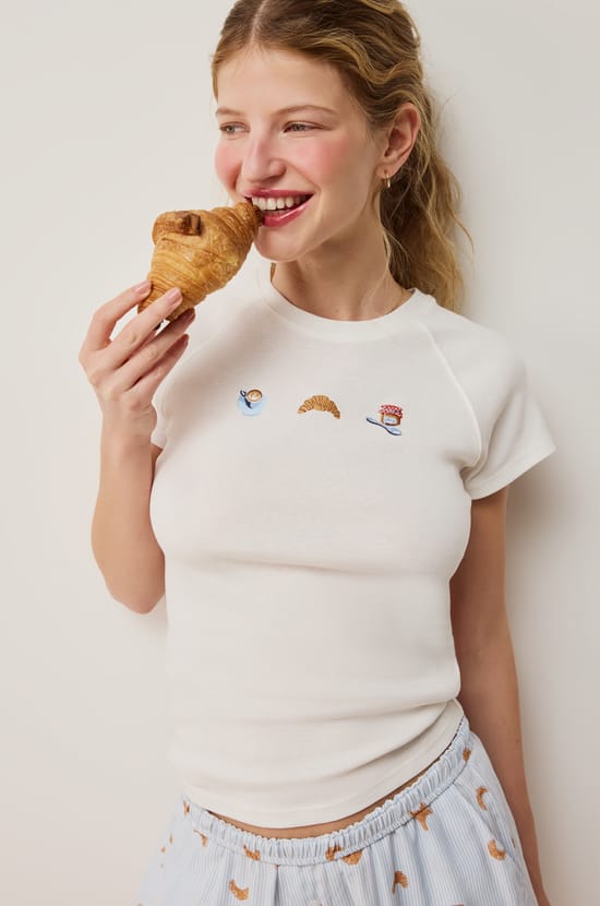 Cotton Pyjama T-shirt with Motifs;${refinementColor}