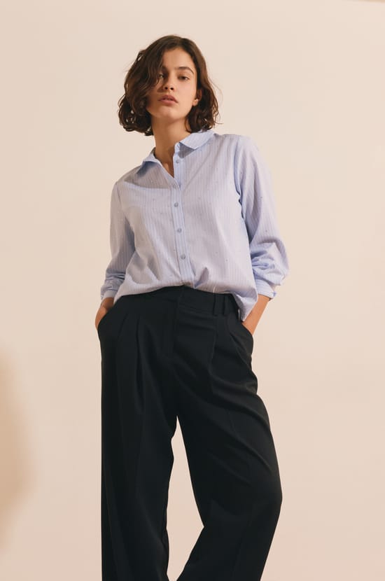 Chemise &agrave; rayures avec coton;${refinementColor}