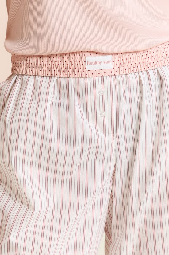 Striped Pyjama Trousers with Cotton;${refinementColor}