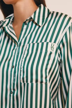 Striped Satin Shirt;${refinementColor}