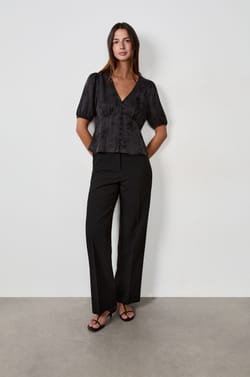 3/4 Sleeve Shirt with Floral Patterns;${refinementColor}