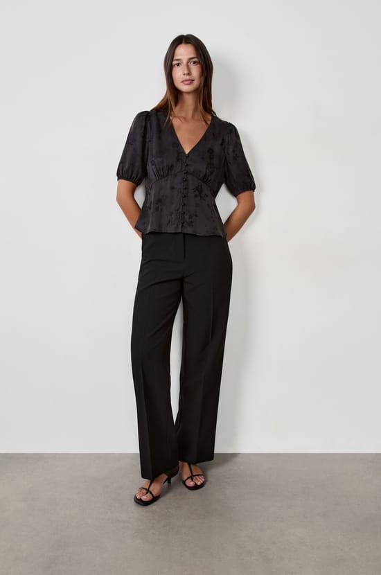 3/4 Sleeve Shirt with Floral Patterns;${refinementColor}