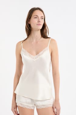 Silk Camisole with Lace Details;${refinementColor}