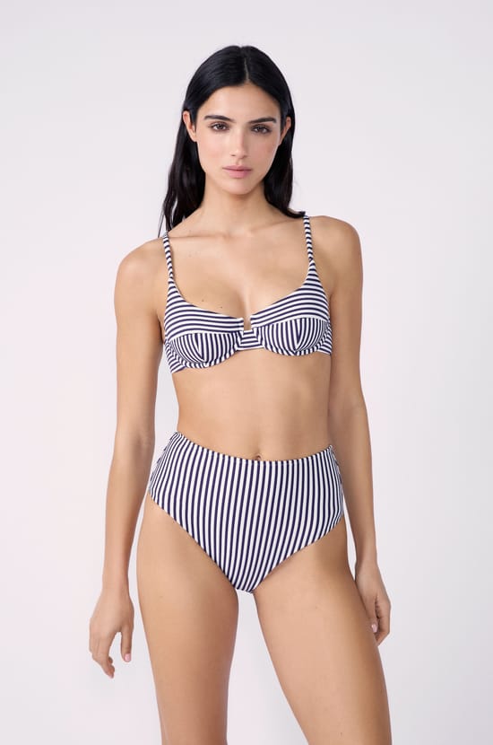 Bügel Bikini-Top mit Streifen;${refinementColor}