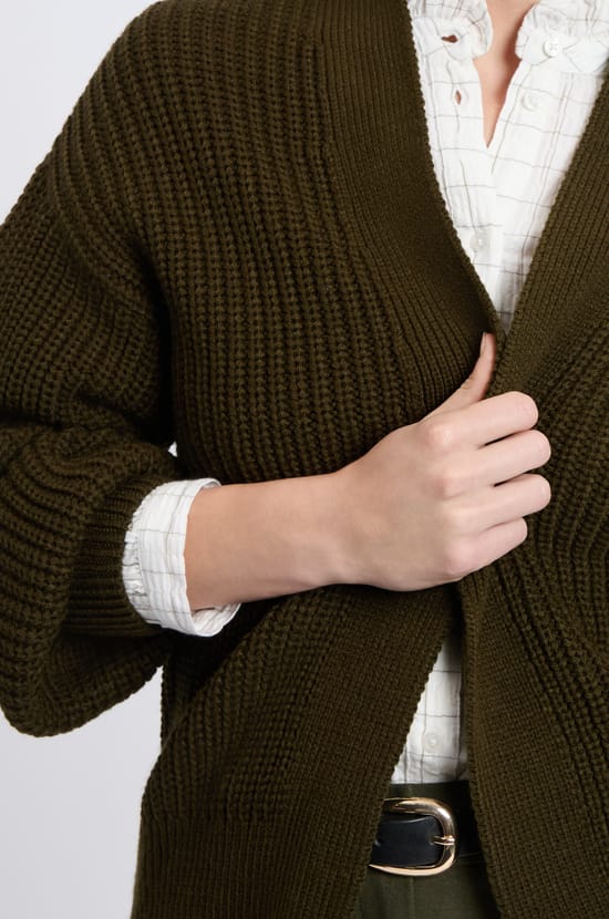 Gilet &agrave; manches longues grosse maille;${refinementColor}