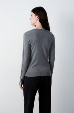 Long Sleeve V-Neck Sweater;${refinementColor}