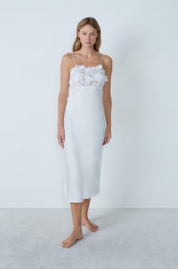 Long Satin Nightdress With Embroidery Details;${refinementColor}